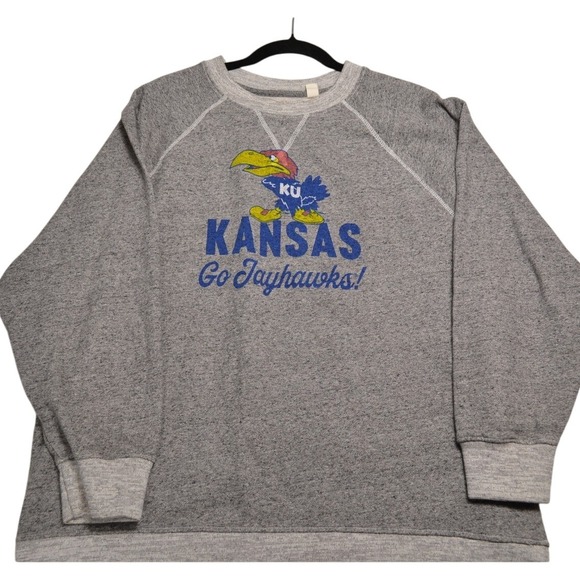 Tailgate Kansas Go Jayhawks! Gray Crew Neck Sweatshirt Medium M - Picture 1 of 5